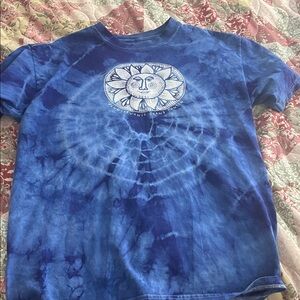 Blue Tie-Dye Shirt with Sun Design